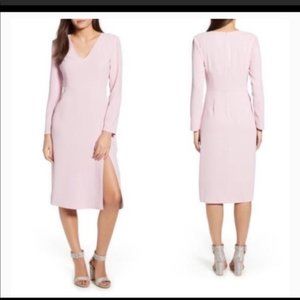 NWT, Leith Long Sleeve High Slit Midi Dress in Pink Size XL